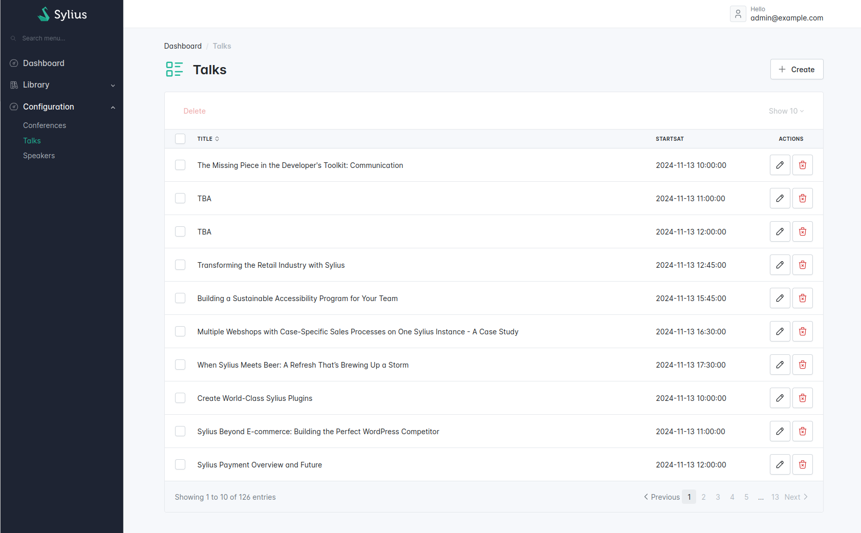 Overview of an admin dashboard