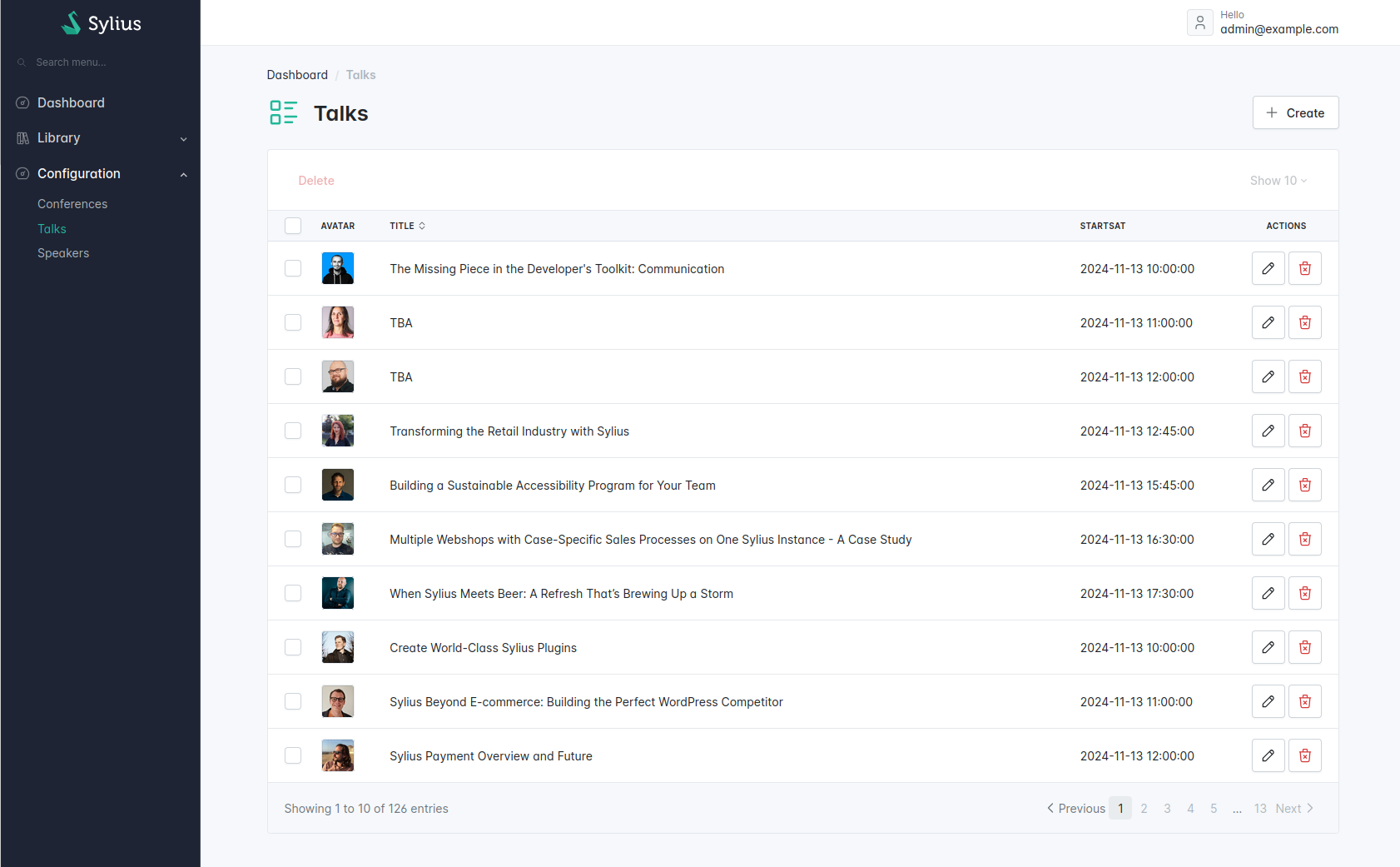Overview of an admin dashboard