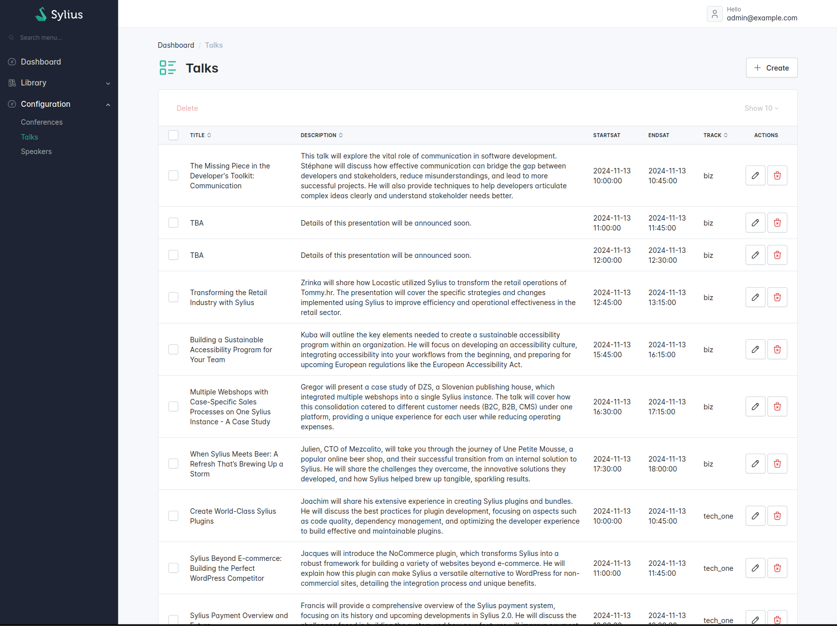Overview of an admin dashboard