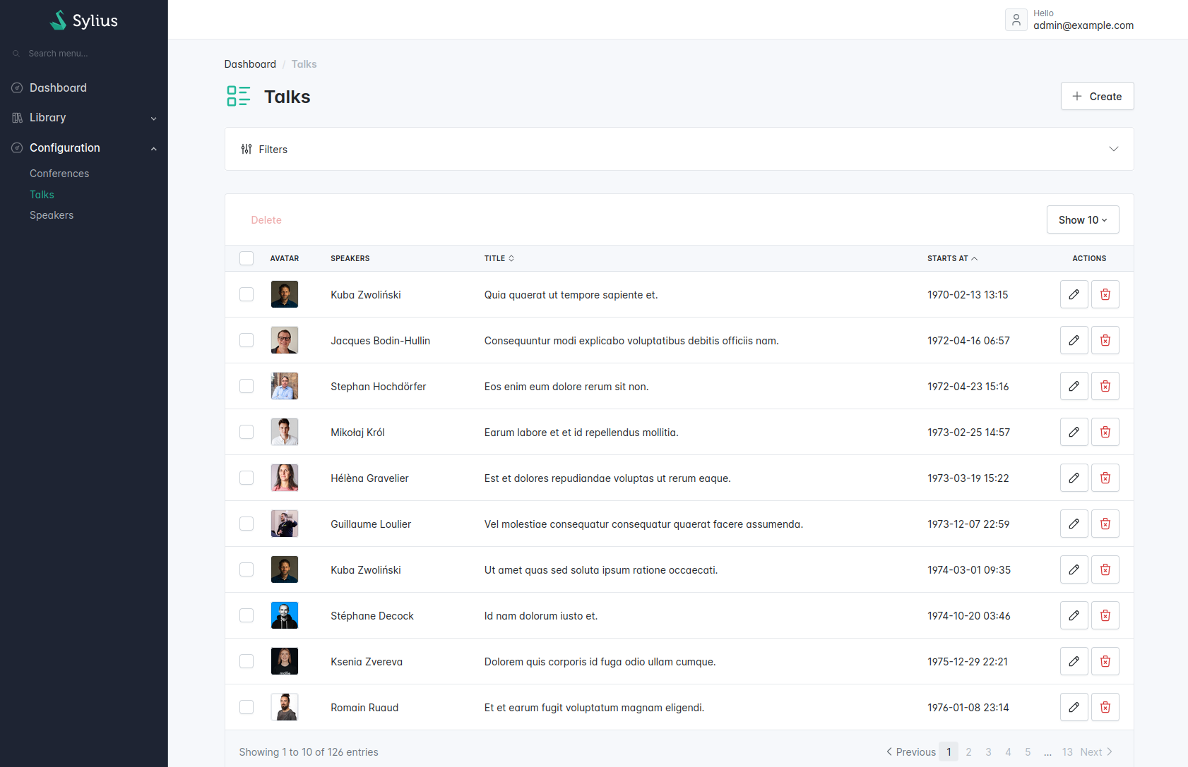 Overview of an admin dashboard