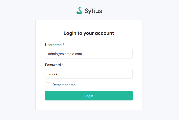 Login page